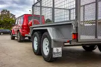 Trailer being safely towed behind a SUV