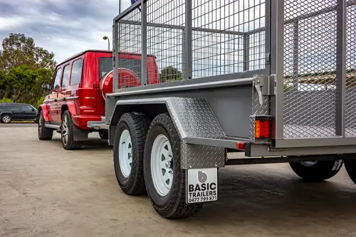 Trailer being safely towed behind a SUV